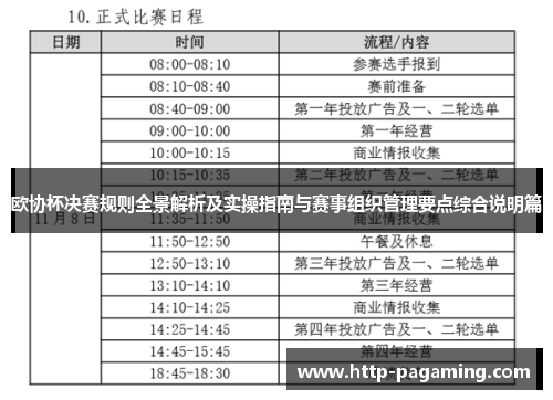 欧协杯决赛规则全景解析及实操指南与赛事组织管理要点综合说明篇 欧协杯决赛规则全景解析及实操指南与赛事组织管理要点综合说明篇